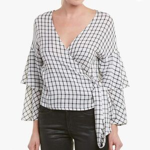 cupcakes and cashmere Women's Jonnie Check Plaid Rap Blouse